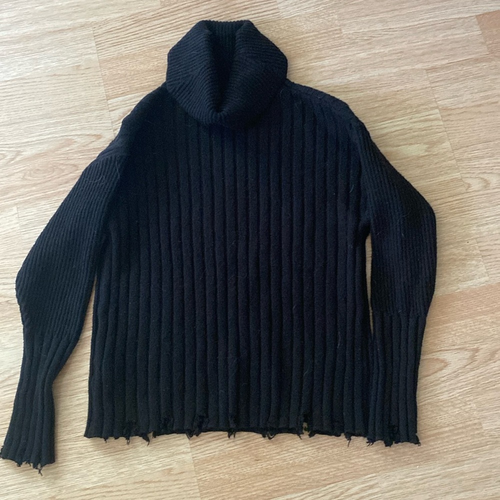 CBRAND Never Worn Black Distressed Mock-neck sweater